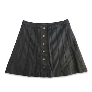 Free People Women's Vegan Faux Leather Black Mini Skirt Size 8